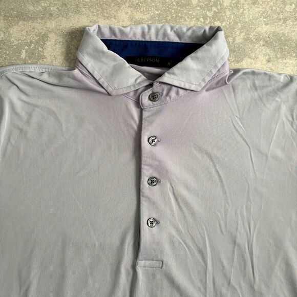 Greyson Golf Polo Shirt Mens M Light Purple Ombre Performance Stretch Wolf Logo - Picture 2 of 8